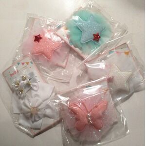 D'Bello Accessories Infant Girls Hair Clip Set Butterfly Star Sparkle 5pc NEW